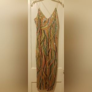 Fashion Nova multi color sequin midi dress  size xl